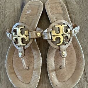 Tory Burch Tan Sandals with Gold Accents